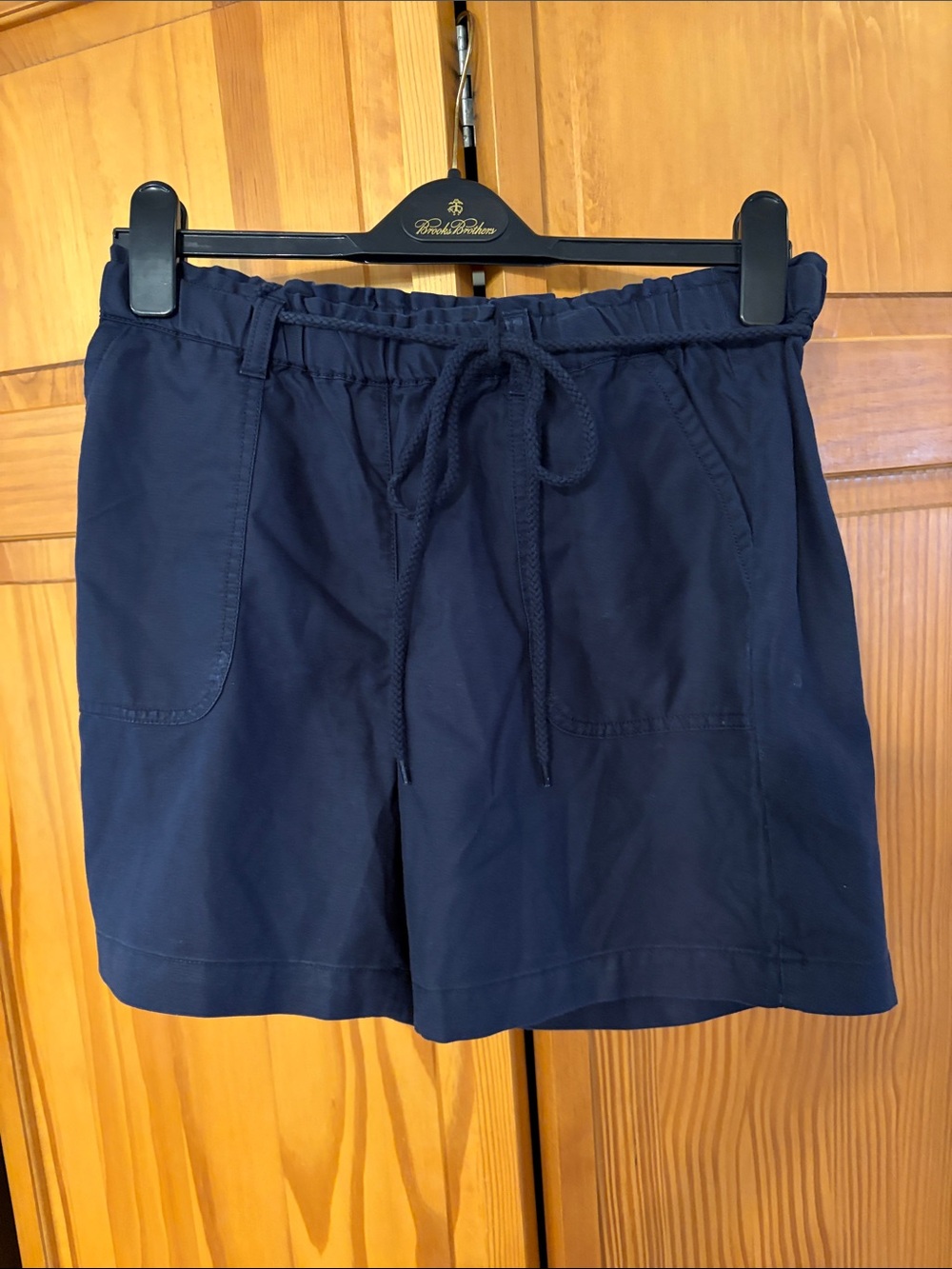 Talbots Relaxed Shorts Navy Cotton/Tencel Elastic Tie Waist Small NWT